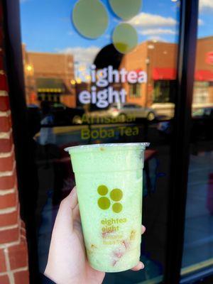 Honey dew slush with jelly.