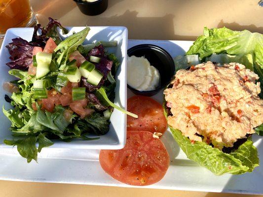 Keto lunch! Huge burger with pimento cheese!!