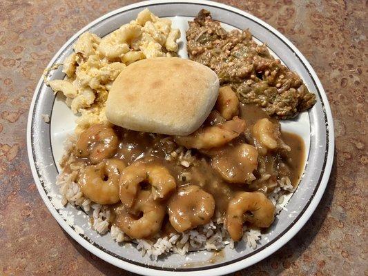 Shrimp Stew with two sides.