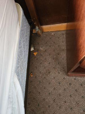 When moving one of the beds, we found leftovers from a previous guest.