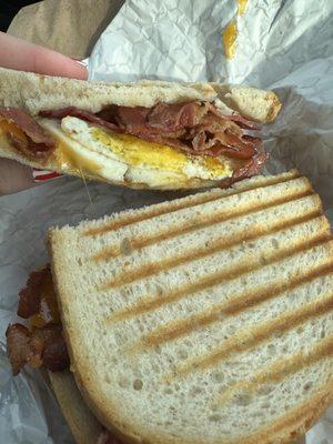 Bacon egg and cheese big breakfast panini