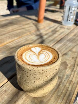 Cappuccino with almond milk. Look at that art people!