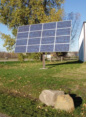 The 2.6kW photovoltaic (solar electric) array outside of the Steiner Plumbing & Electric shop.