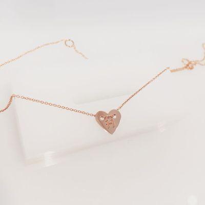 Personalized 14k Rose Gold Heart Charm Necklace