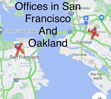 Offices in San Francisco and Oakland as well as online via telehealth