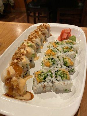 Spicy yellowtail roll and Cobra roll