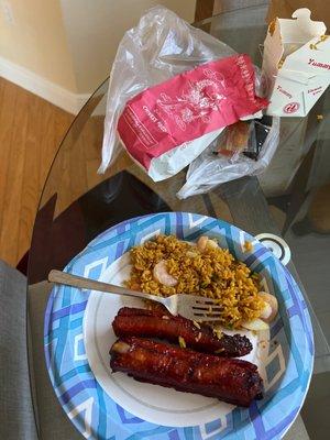 Shrimp Fried Rice and BBQ bone in Ribs