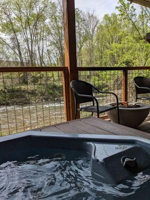 Tub 8 with firepit and great creek view