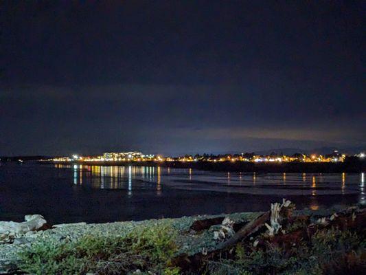 Nighttime view of Seaside from the patio