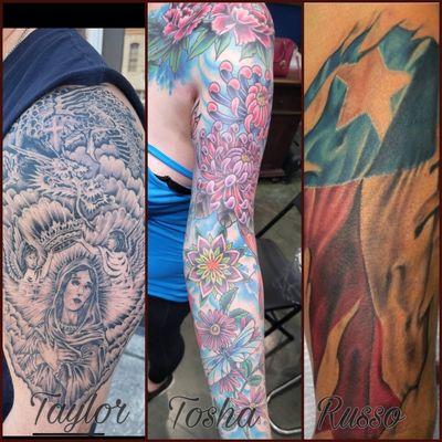 Tattoos by Taylor, Tosha, and Russo.