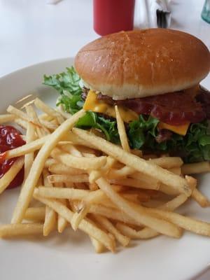 Bacon cheeseburger and fries $3.99