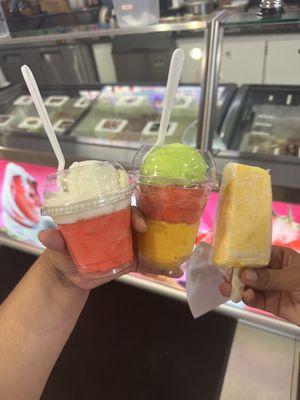 Gunabana with Watermelon, Limon,Watermelon & Mango, & Mango Yogurt Popsicle