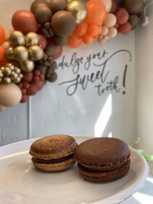 S'mores and chocolate pecan macarons