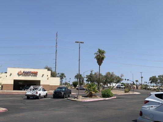 Cross street seen from the store