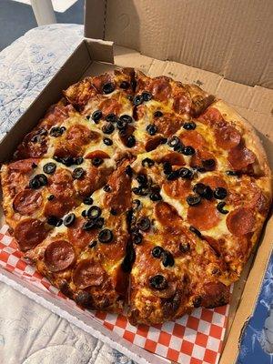 Large pepperoni & olive - $14