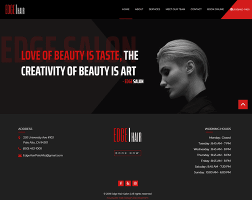 Edge Hair Salon, Web Design