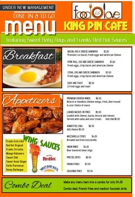 King Pin Cafe Menu PG1