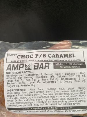 Chocolate peanut butter caramel protein bar nutrition info