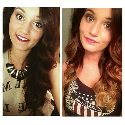 Before and after ombre