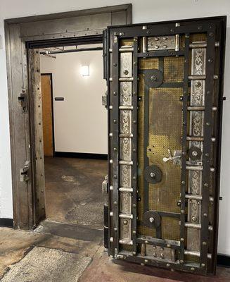 Restrooms are behind a vault door