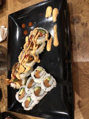 Playboy roll and salmon roll