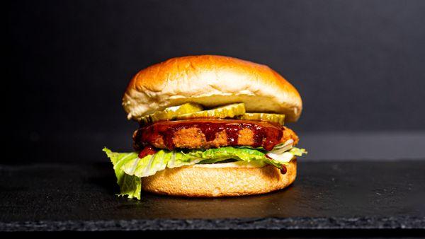 Nashville Fire Chicken 'Wich: Halal chicken patty, breaded and fried, topped with Nashville hot sauce, pickles and fresh lettuce.