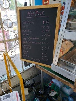 Hot food item menu