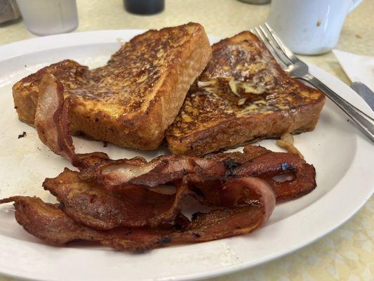 Delicious French toast and bacon!