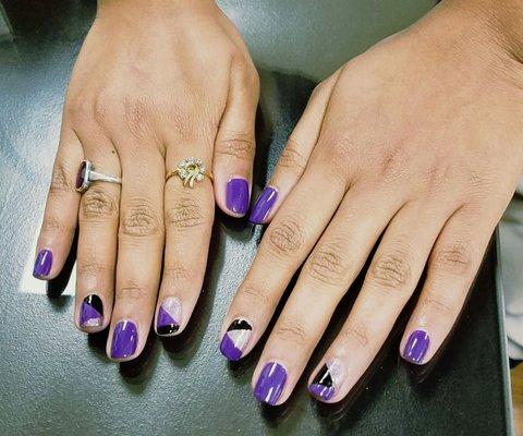 Gel mani with designs by Denise