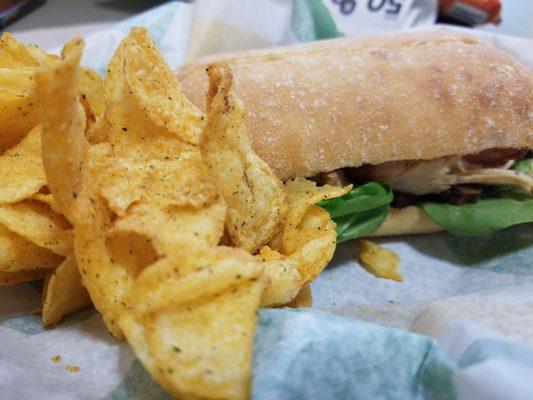 Chicken pesto on ciabatta