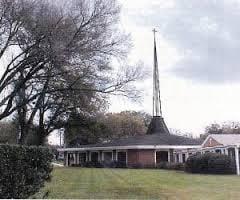 outside St David's, the round church on Edgewood Drive