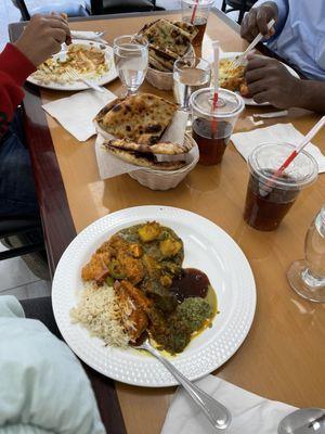 Buffet plate and naan bread