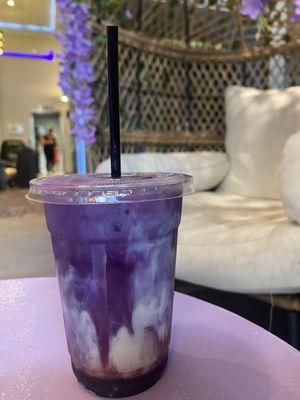 Ube blueberry latte