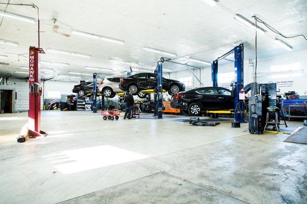 We service most makes and models. Come in for an oil change, suspension repair, and A/C repair.