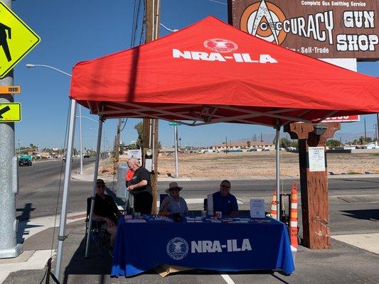 NRA -ILA came by to answer any questions our customers had regarding the political scene