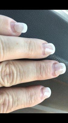 S&S nails week and a half after getting them done, Very bad job,,,refused to fix them, I'll never use them again,