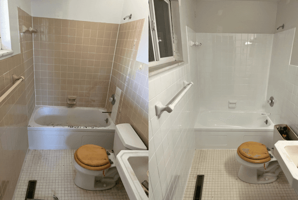 Bathtub & Tile before and after reglazing