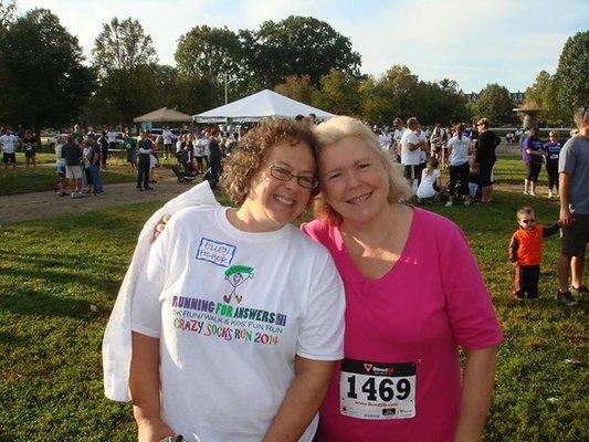 Kim (right) met up with Ellen Fisher (left), founder of the Women's Yellow Pages, when she and Peter participated in a 5K run...