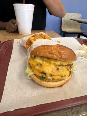 Double deluxe cheeseburger