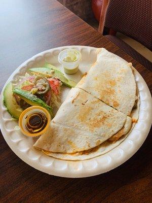 Vegan chicken quesadilla