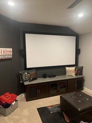 Media Room with 110inch Projection screen.