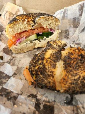 Delicious lox on poppy bagel. This Bklyn boy is very happy!