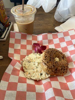 Everything bagel with jalapeño cheddar schmear