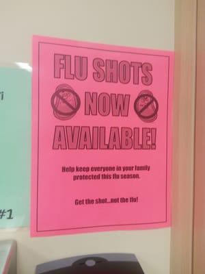 Get your flu shots and vaccines here.