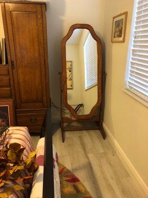 38 year old hand made oak full length mirror.