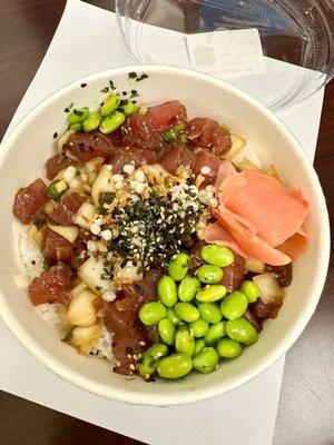 $12.99 shoyu ahi poke bowl