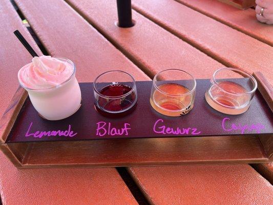 Wine flight plus boozy ice cream