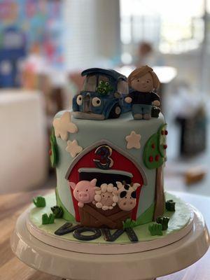 Blue truck themed cake.