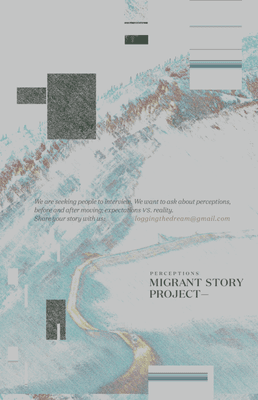 Poster for Exhibition content of (im)migrant stories.