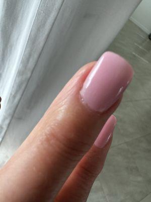 Product clumped on side of cuticles